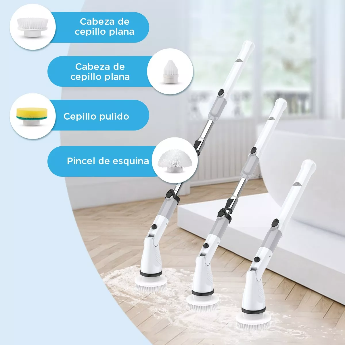 Cepillo Limpiador De Baño, Eléctrico/inalámbrico/giratorio.