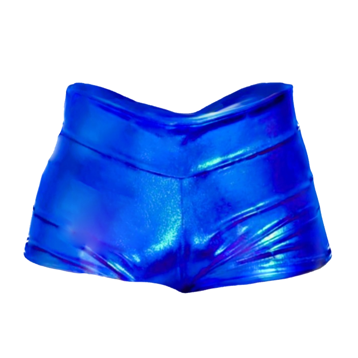 SHORT MUJER VINIL METALICO AZUL.