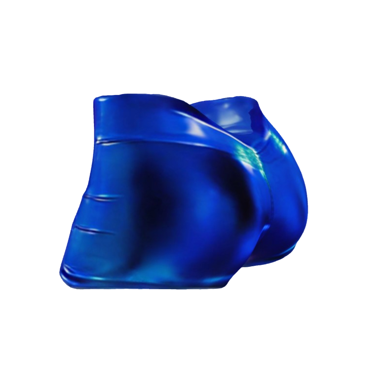 SHORT MUJER VINIL METALICO AZUL.