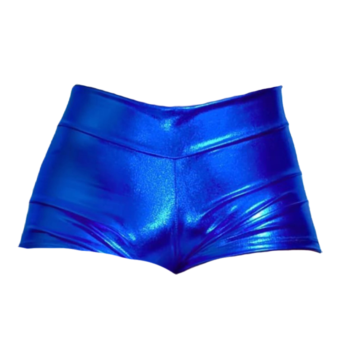 SHORT MUJER VINIL METALICO AZUL.
