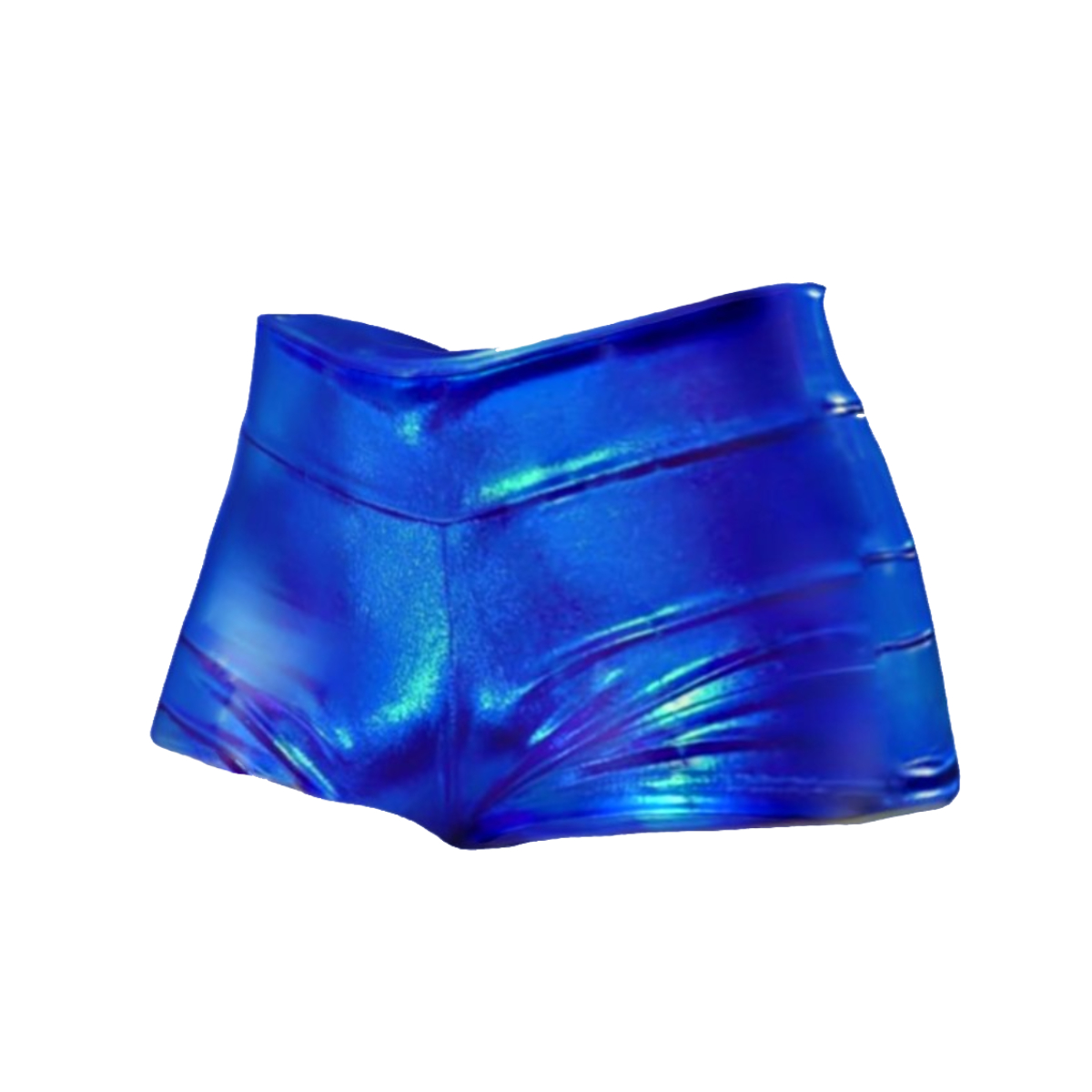 SHORT MUJER VINIL METALICO AZUL.