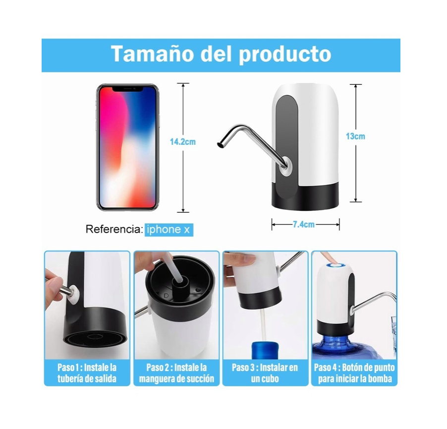 Dispensador De Agua Eléctrico Recargable, Usb, Bomba De Agua.