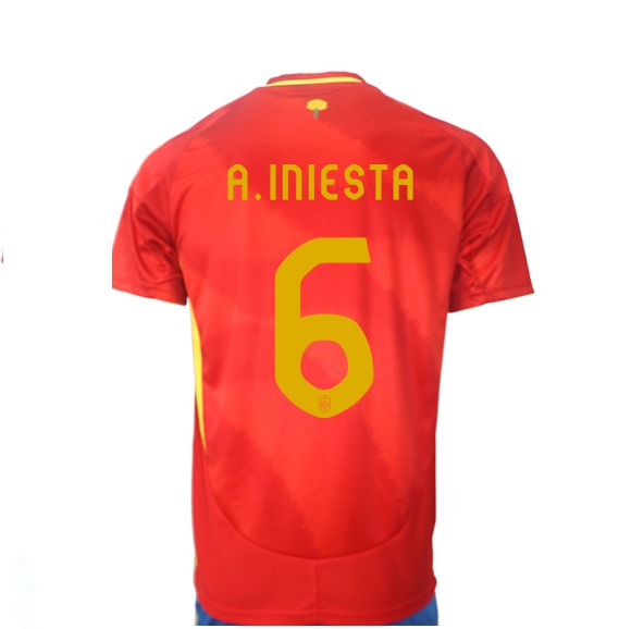 Nuevo! Jersey España 2024/2025 Titular Local Roja Andres Iniesta 6 Talla M.