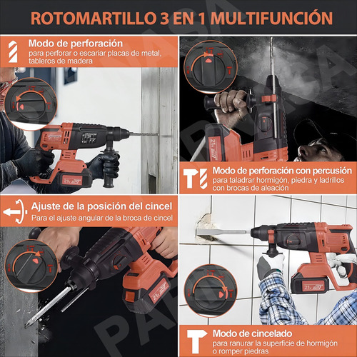 Rotomartillo Inalámbrico Taladro Sds-plus 2200w/2 Batería