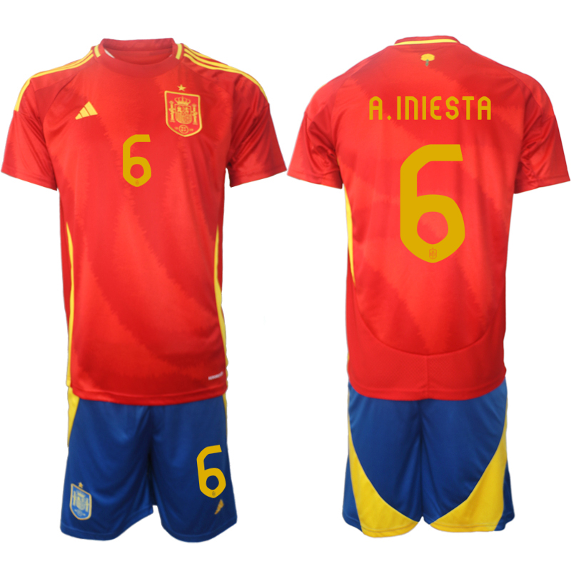 Nuevo! Jersey España 2024/2025 Titular Local Roja Andres Iniesta 6 Talla L.