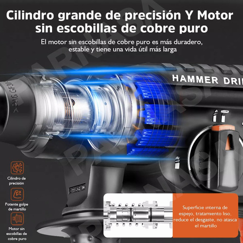 Rotomartillo Inalámbrico Taladro Sds-plus 2200w/2 Batería