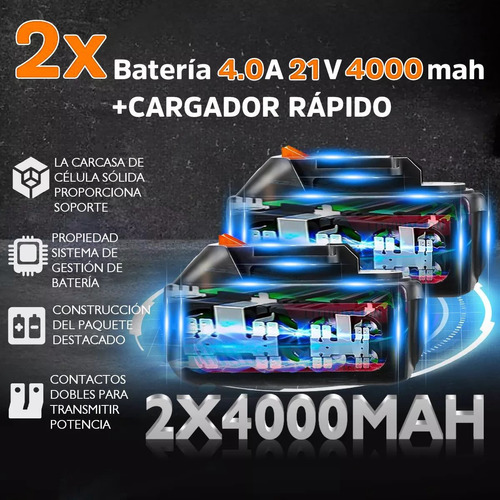 Rotomartillo Inalámbrico Taladro Sds-plus 2200w/2 Batería