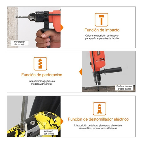 Taladro Rotomartillo 1/2'' Prof 710w Professional Set+brocas Color Naranja