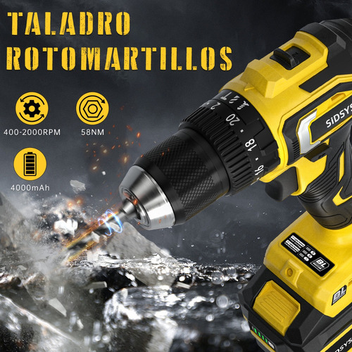 Taladros Rotomartillo Inalámbricos Sidsys Sin Carbones 4.0ah