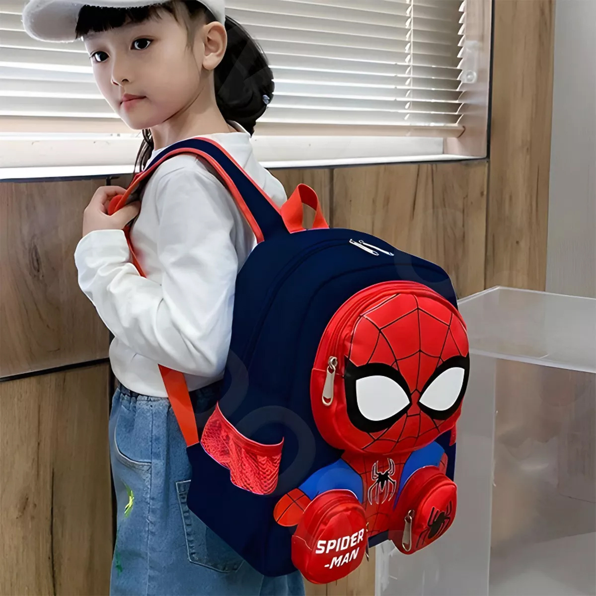 Mochila Spider Man 3d Dibujos Animados Mochilas Escolares Para Niños Preescolar Primaria Media Color Azul Oscuro.