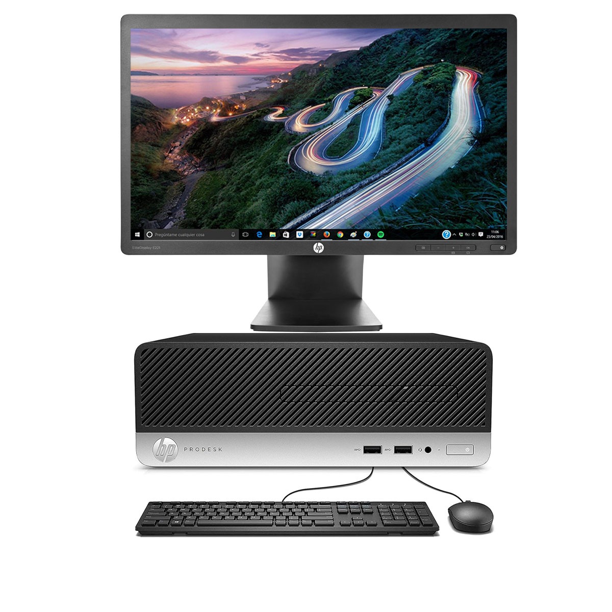 Equipo Completo HP EliteDesk 400 G4 SFF Intel i3 6ta Gen 8Gb RAM 120 GB SSD Monitor 22" (Reacondicionado)