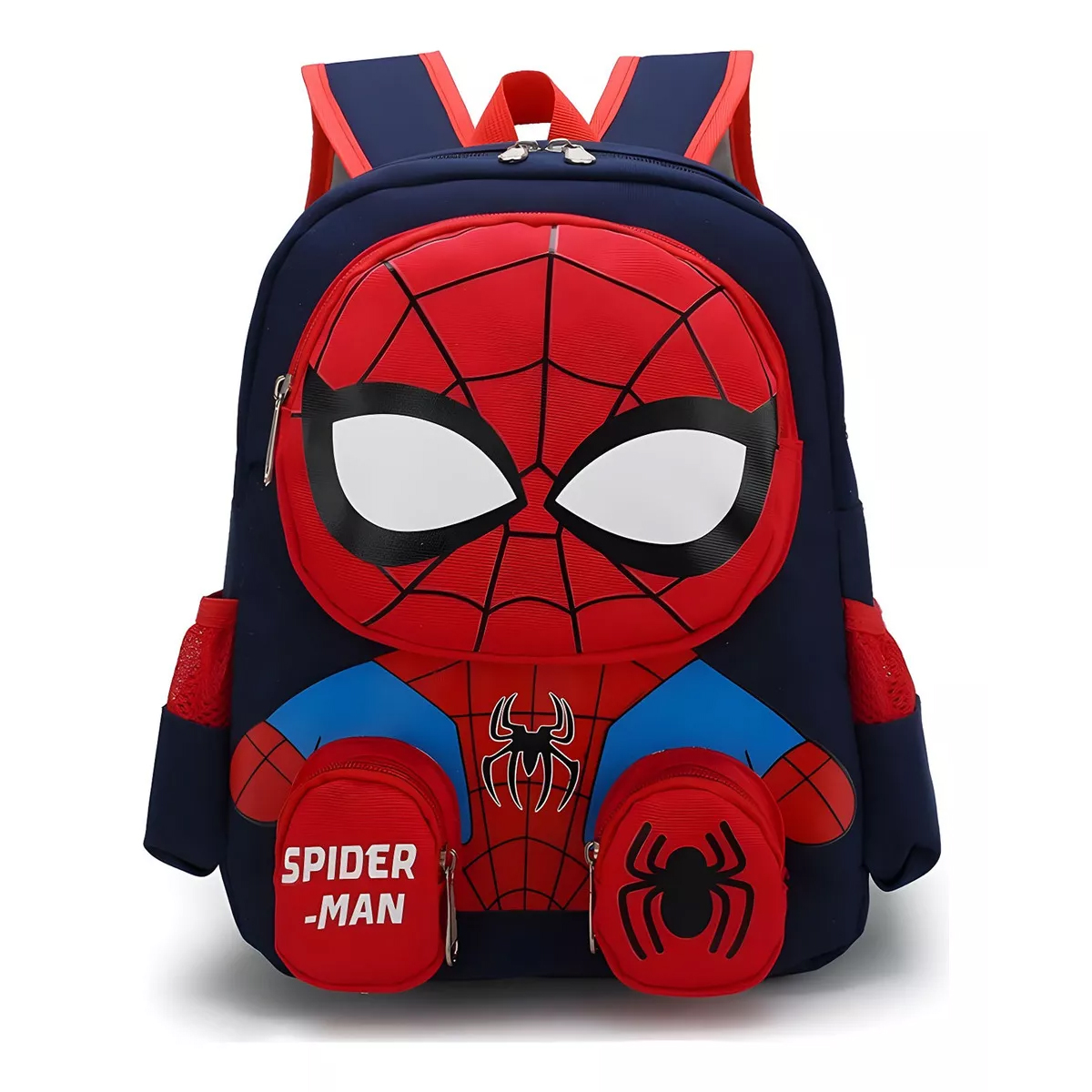 Mochila Spider Man 3d Dibujos Animados Mochilas Escolares Para Niños Preescolar Primaria Media Color Azul Oscuro.