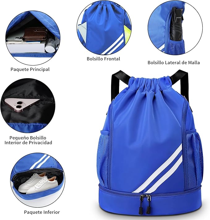 SYCYKA Bolsas de Cuerdas para el Gimnasio, Mochila de Cordón, Bolsas de Cuerdas, Repelente al Agua Bolsa de Natación de Nylon Estudiantes Escuela Mochila Cuerda para el Gimnasio Compras Deporte Yoga.