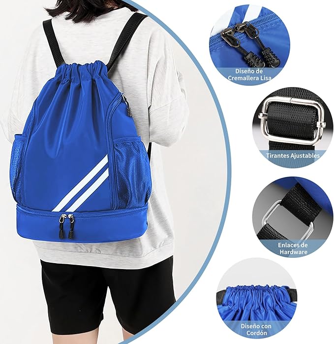 SYCYKA Bolsas de Cuerdas para el Gimnasio, Mochila de Cordón, Bolsas de Cuerdas, Repelente al Agua Bolsa de Natación de Nylon Estudiantes Escuela Mochila Cuerda para el Gimnasio Compras Deporte Yoga.