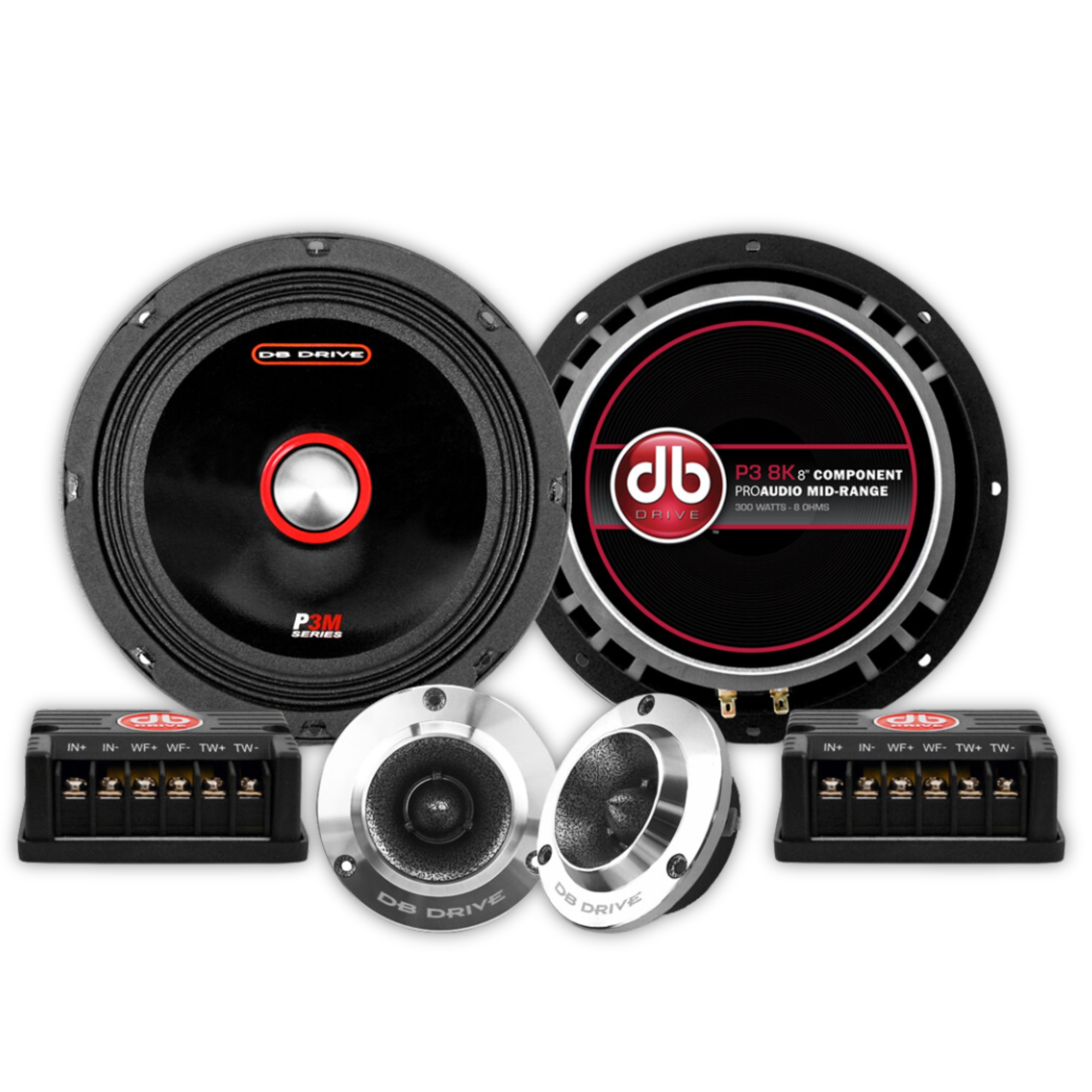 Set de Medios Rangos DB Drive P3 8K 300 Watts 8 Pulgadas 8 Ohms .