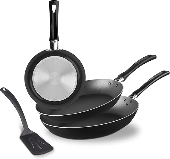 A Ekco Juego de Sartenes Color Negro Con Antiadherente Duraflon Hechos de Aluminio.