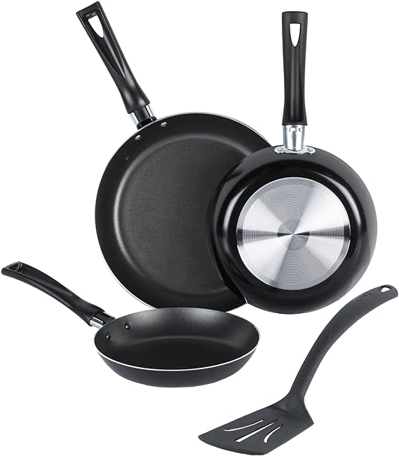 A Ekco Juego de Sartenes Color Negro Con Antiadherente Duraflon Hechos de Aluminio.