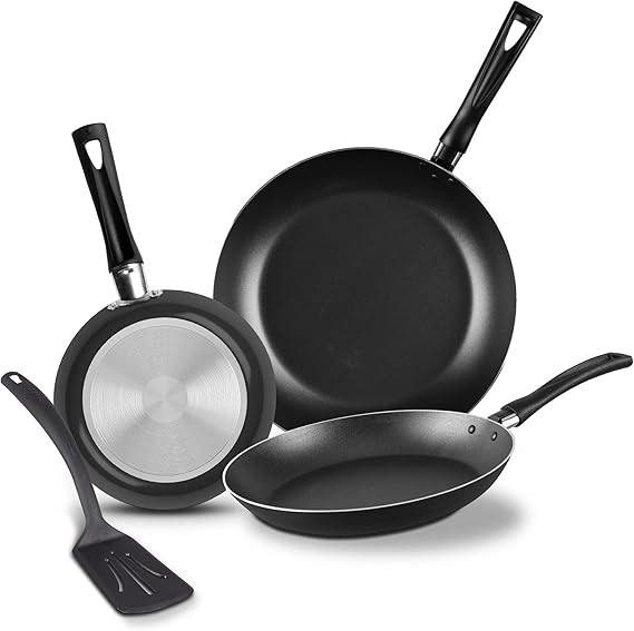 A Ekco Juego de Sartenes Color Negro Con Antiadherente Duraflon Hechos de Aluminio.