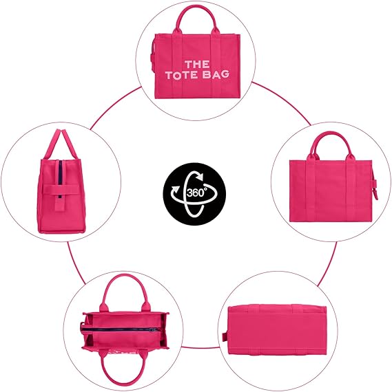 A MCSWSEE Bolsos de Mujer, Bolso de Lona con Cremallera Multibolsillos, Totes para Mujer con Puede Hombro/Crossbody, Bolsas de Lona para Mujer Bolso de Mano con Cierre para Escuela, Viajes.