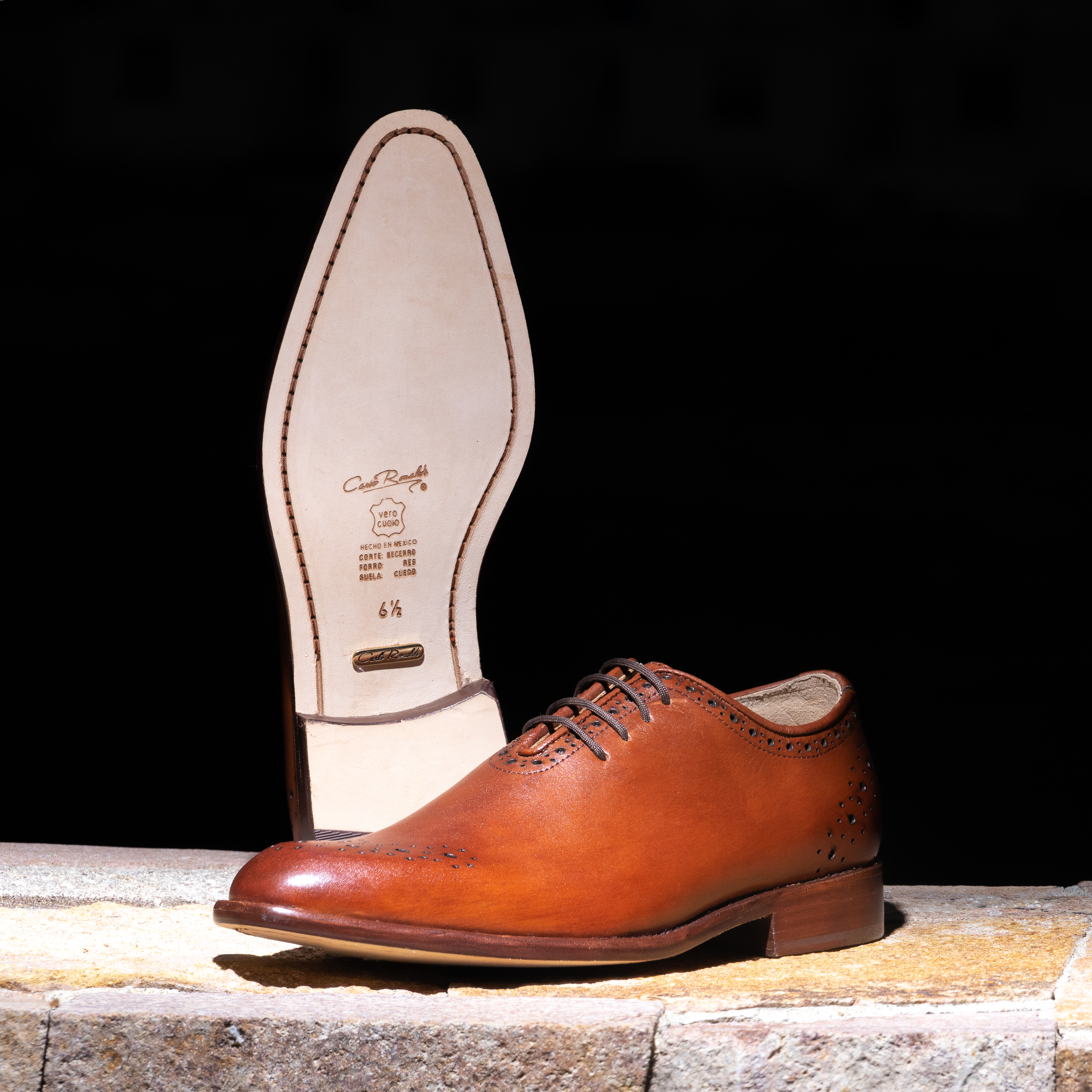 Zapato Formal Hombre Carlo Ronaldi 1030 Becerro Capuchino Cuero Casual.
