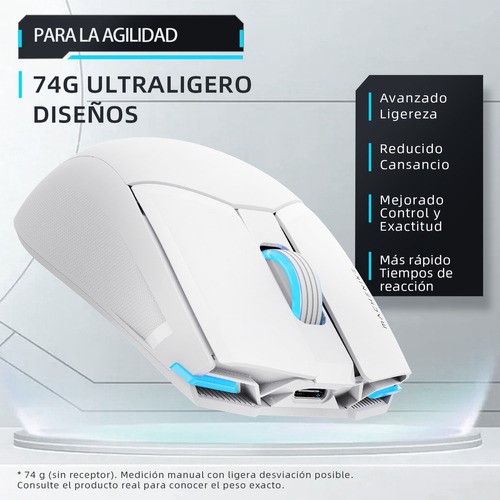 Mouse gamer de juego inalámbrico Machenike M7Pro blanco