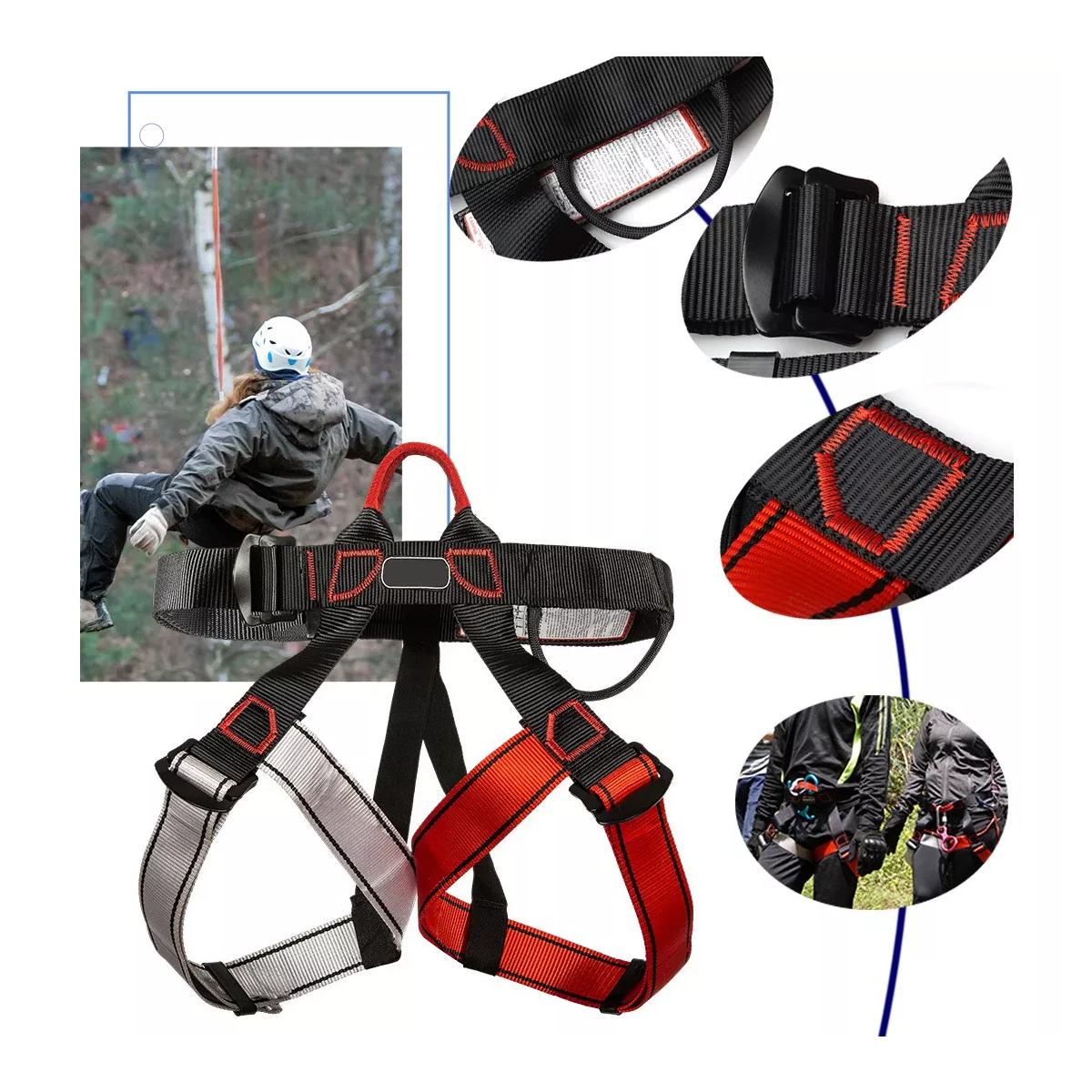  Arnés De Seguridad Para Roca Escalada Negro.