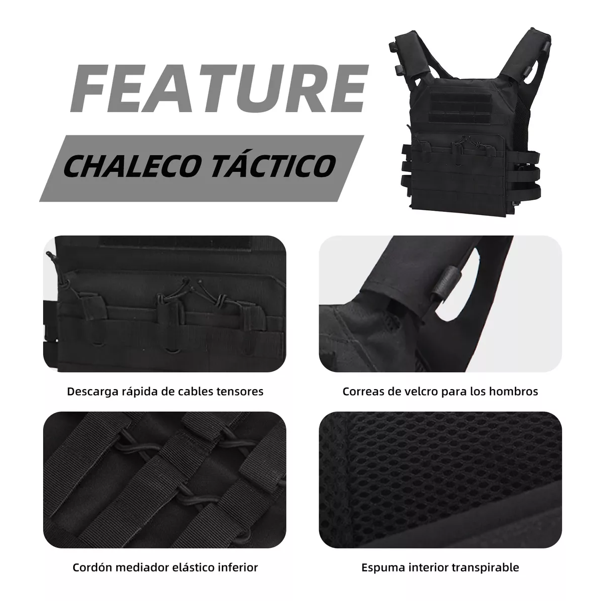 Chaleco Tactico Militar Paintball Removibles Airsoft Bolsos.
