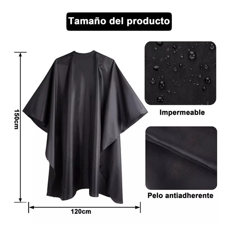 Cubridor Peinador Estilista Plastico Negro Largo Barber.