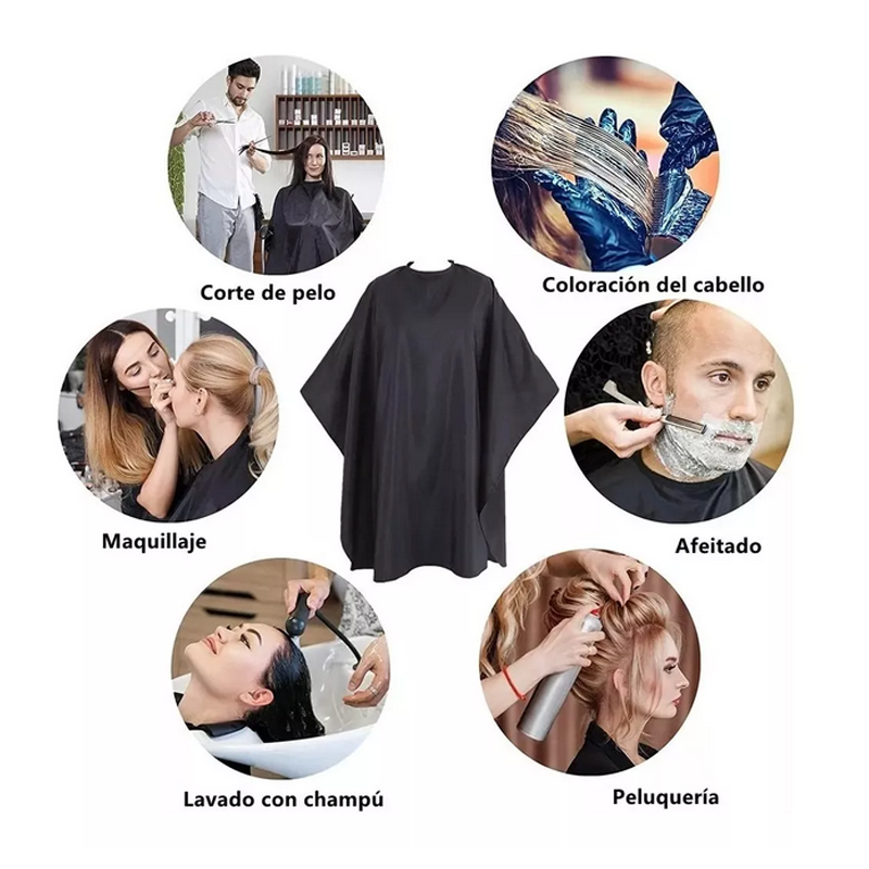 Cubridor Peinador Estilista Plastico Negro Largo Barber.