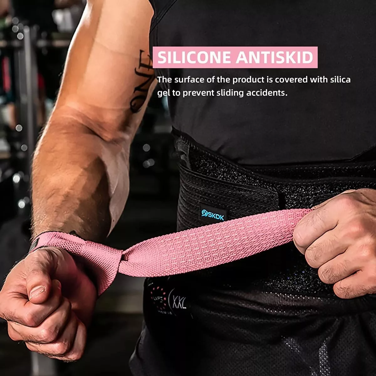Straps Muñequera Gym Crossfit Pesas Lifting Fitness Cinta Rosa.