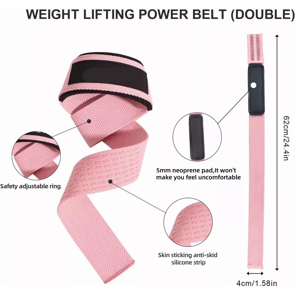 Straps Muñequera Gym Crossfit Pesas Lifting Fitness Cinta Rosa.