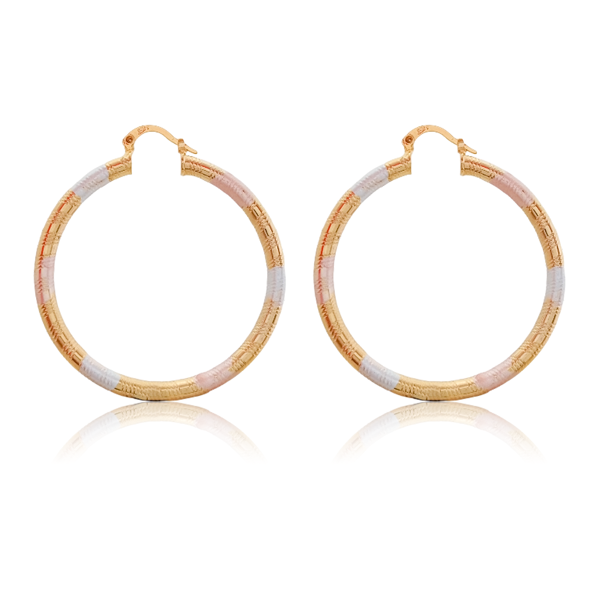 Arracadas De Oro 18k Laminado #654 De 3 Tonos Florentino.