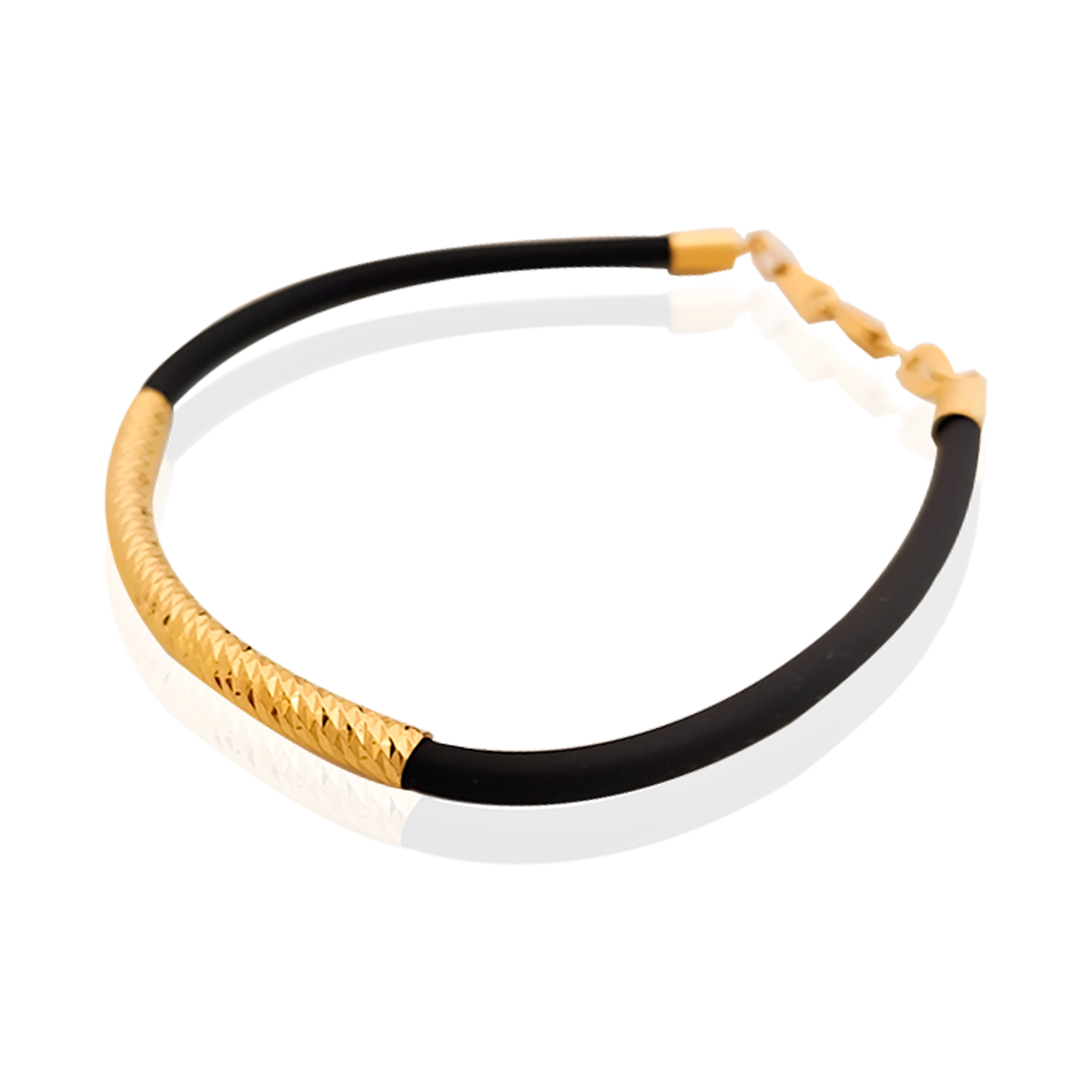 Pulsera Oro 18k Laminado#582, Correa De Caucho Unisex.