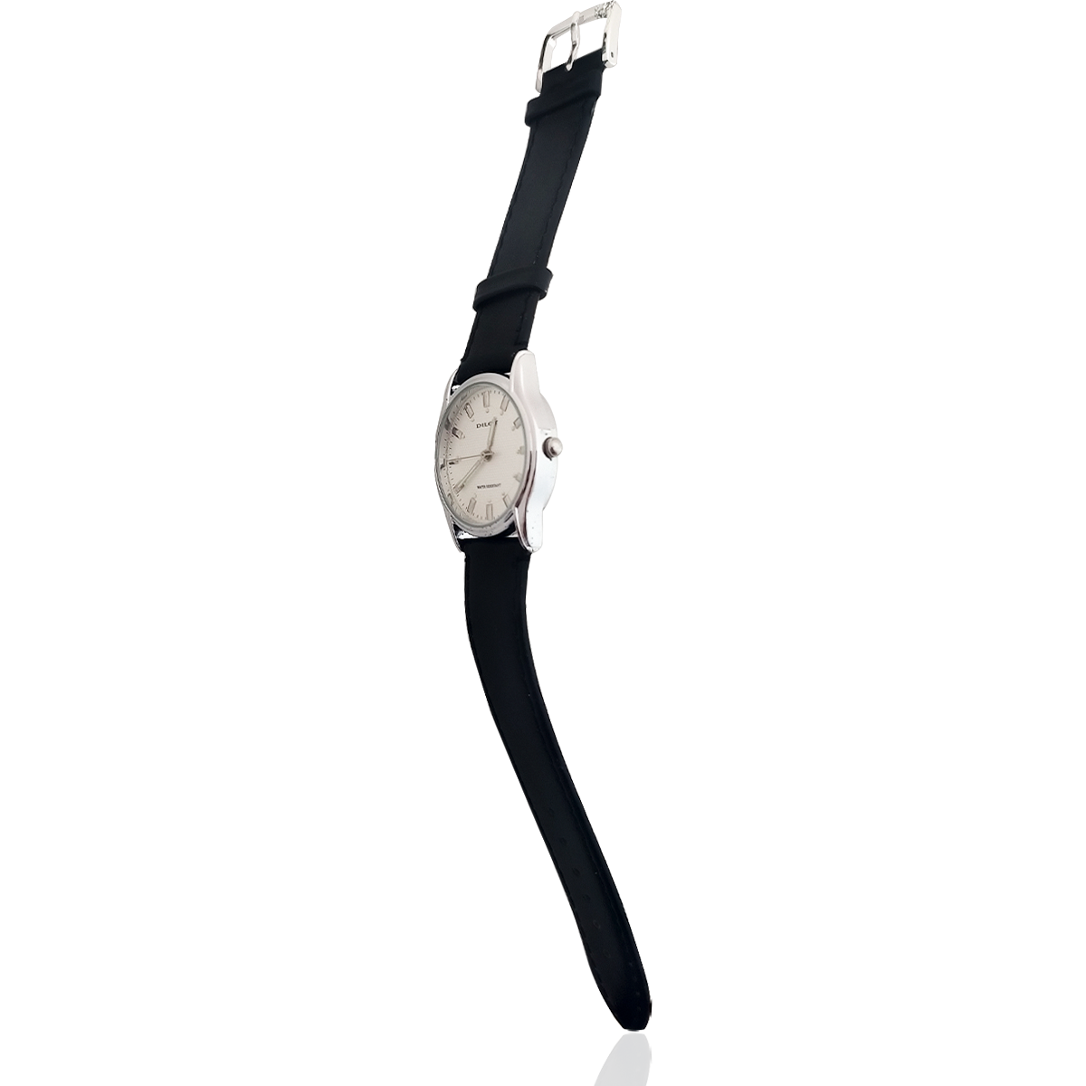 Reloj De Manecillas #05 Con Correa Negra De Piel Sintética.