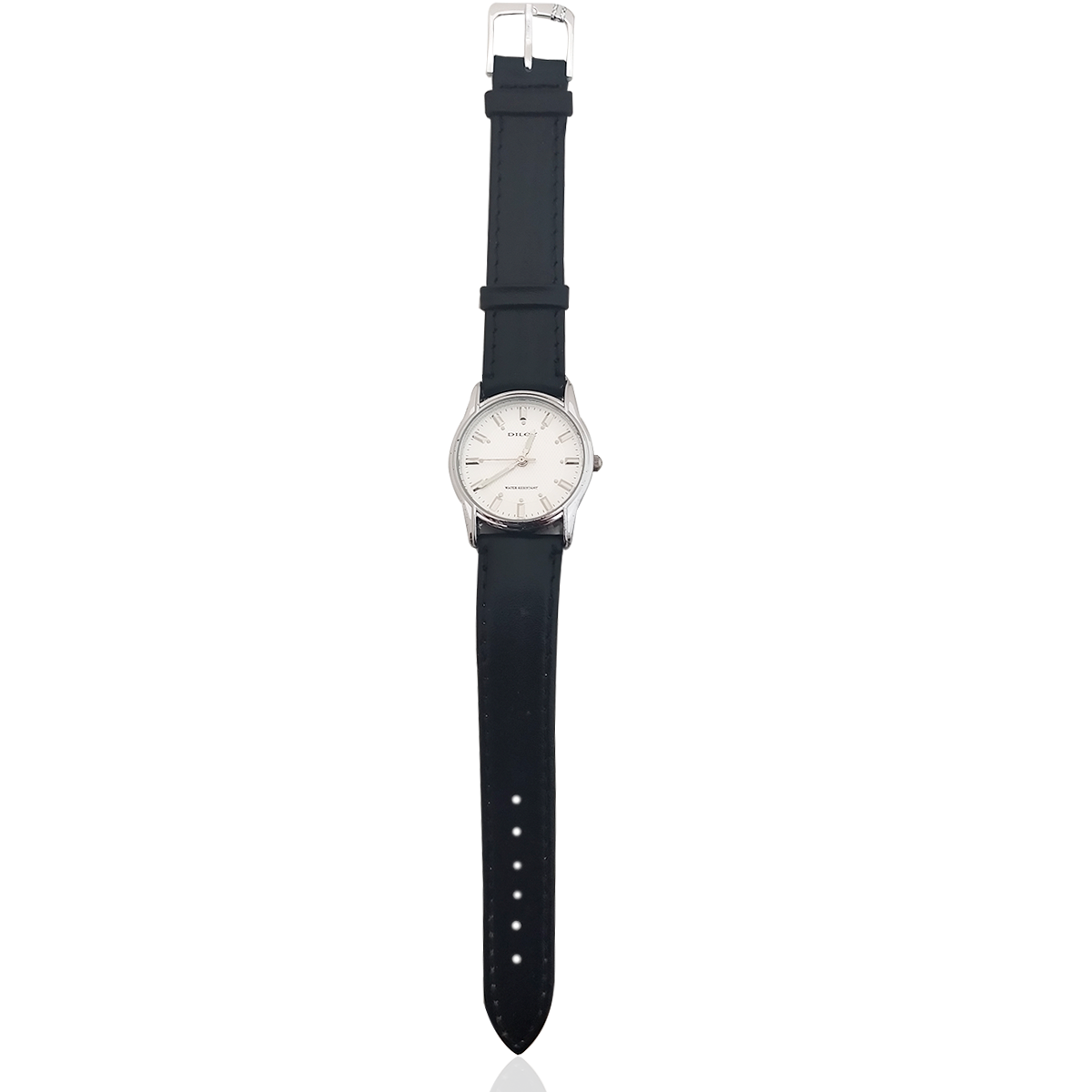 Reloj De Manecillas #05 Con Correa Negra De Piel Sintética.
