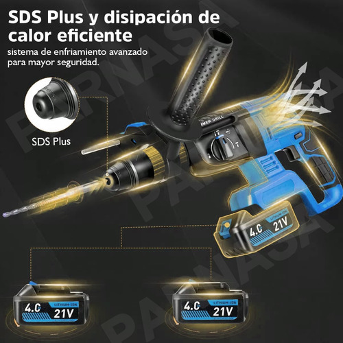 Rotomartillo Inalámbrico Taladro Sds-plus 2200w/2 Batería