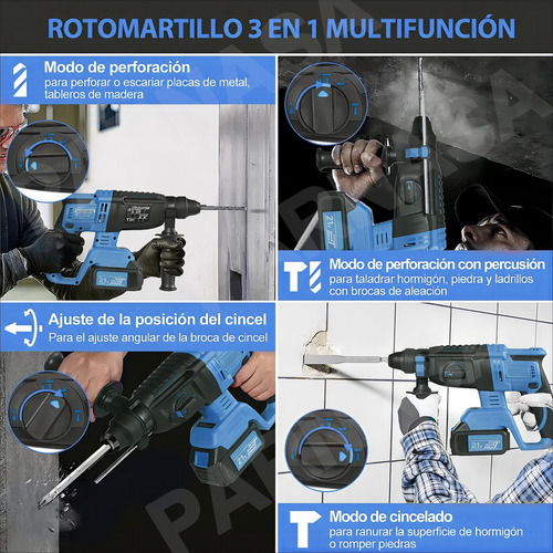 Rotomartillo Inalámbrico Taladro Sds-plus 2200w/2 Batería