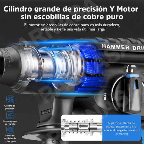 Rotomartillo Inalámbrico Taladro Sds-plus 2200w/2 Batería