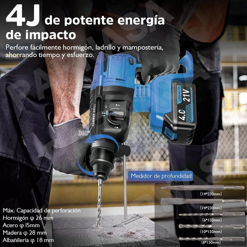 Rotomartillo Inalámbrico Taladro Sds-plus 2200w/2 Batería