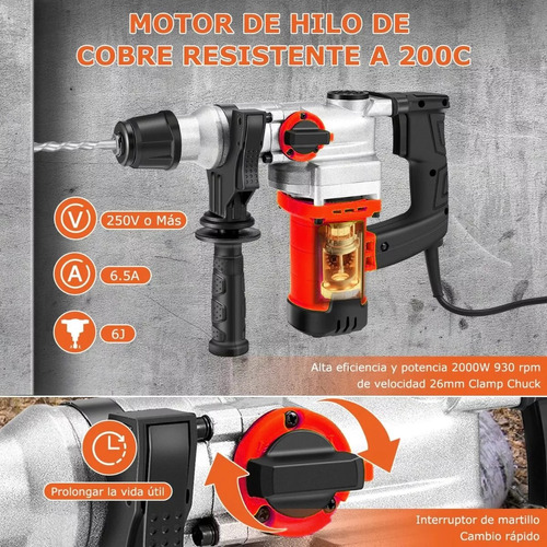 Rotomartillo Cincelador Perforador Sds Industrial 2000w.