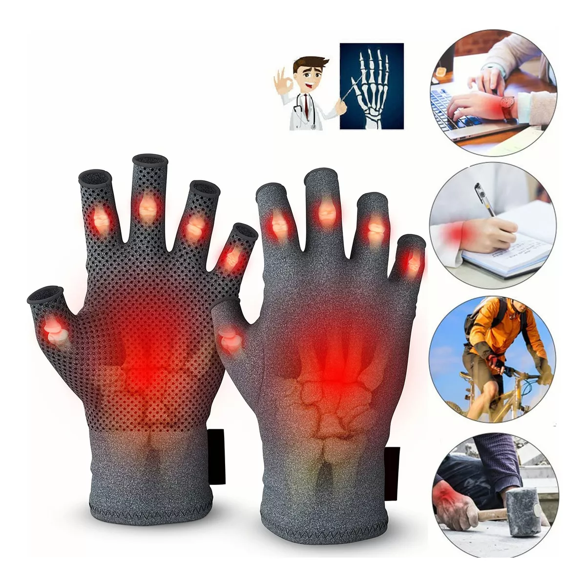 Guantes Artritis Reumatoide Térmicos Compresión Alivia Dolor Talla M.