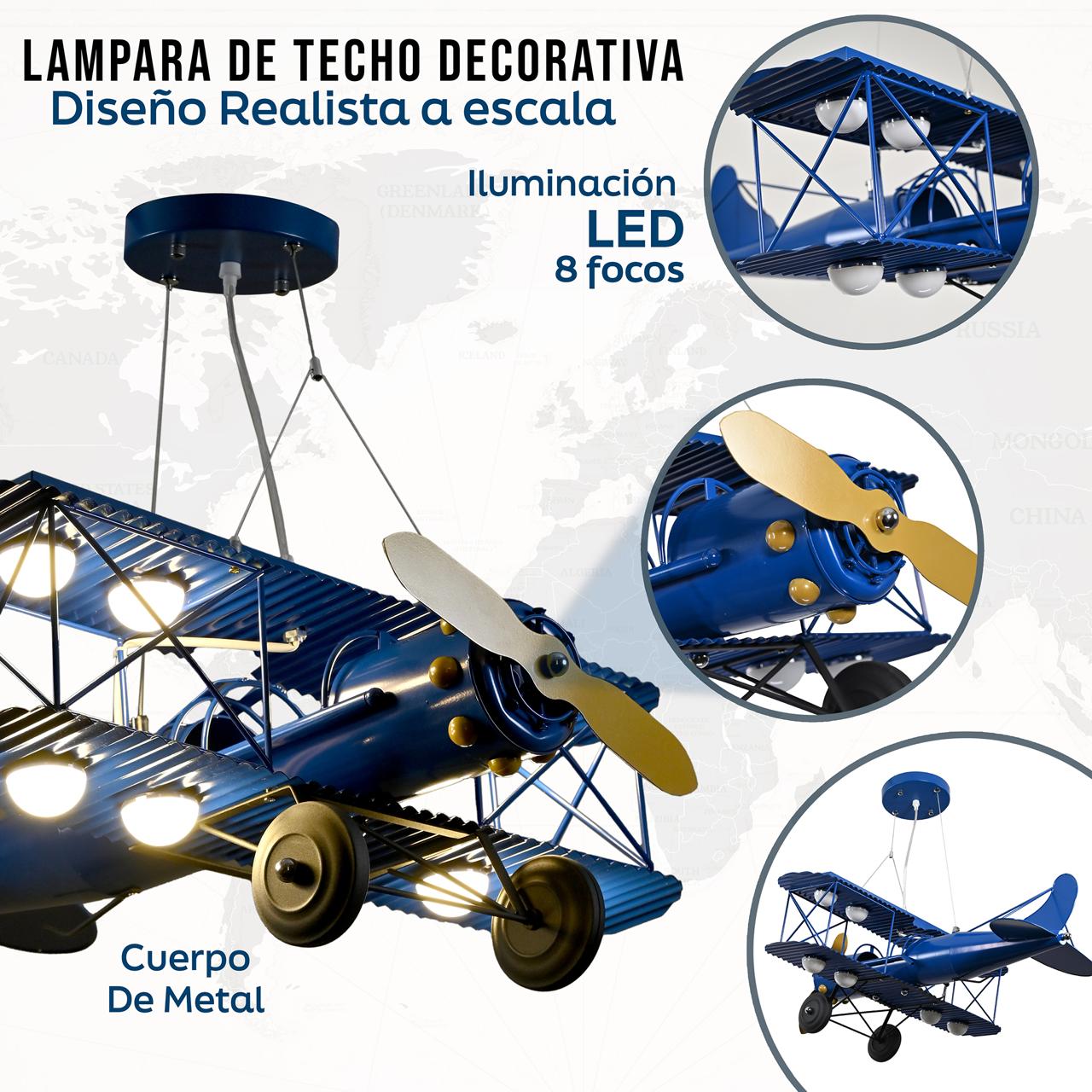 Lampara avioneta Azul infantil.