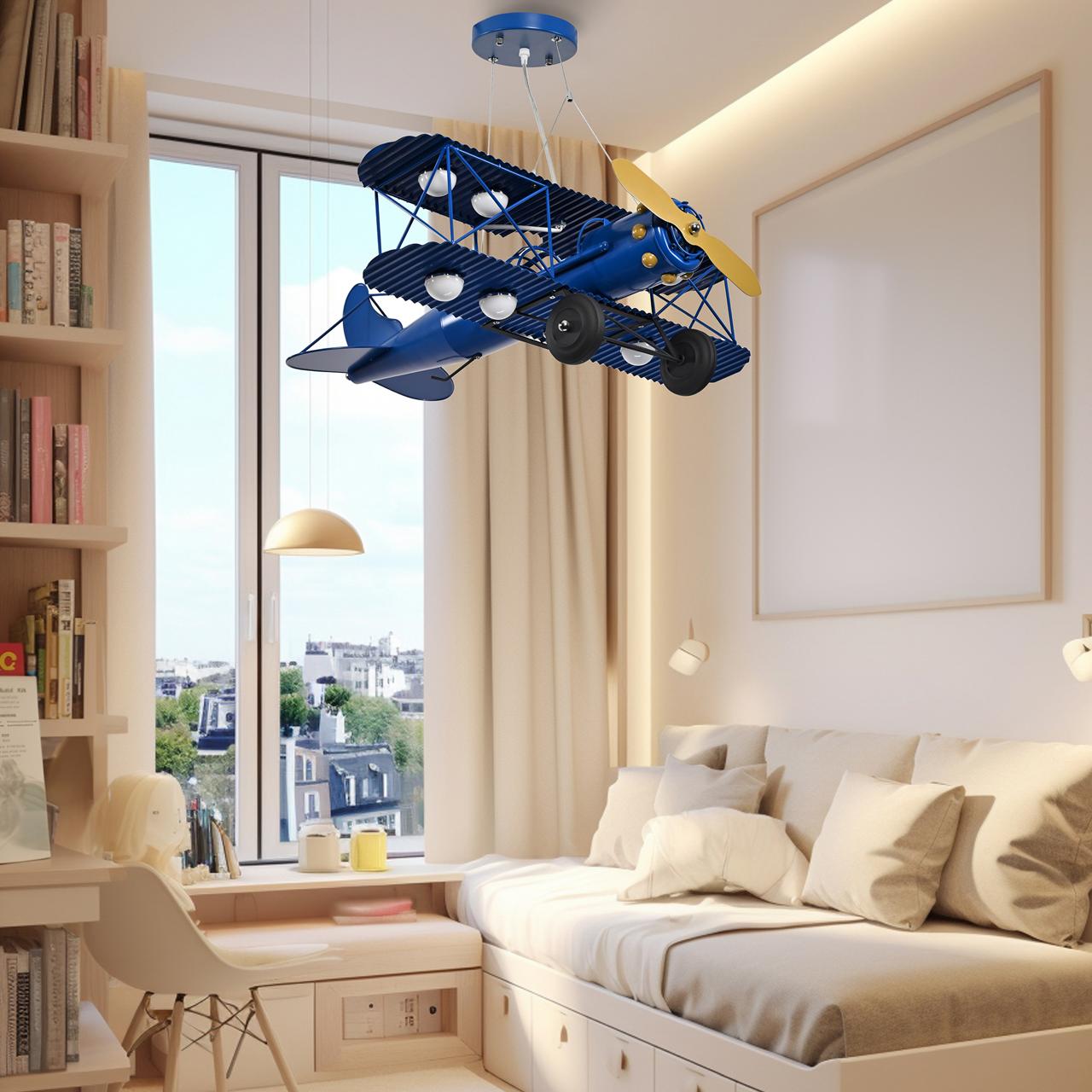 Lampara avioneta Azul infantil.