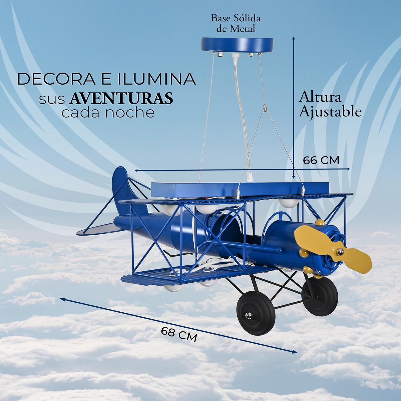 Lampara avioneta Azul infantil.