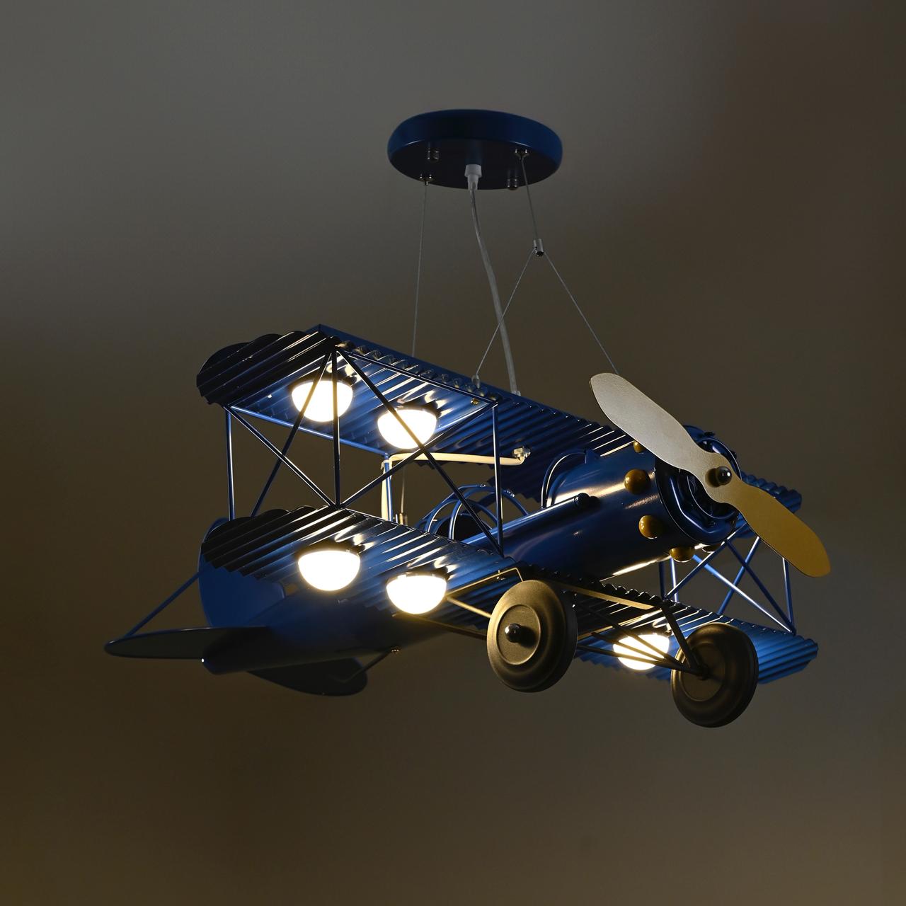 Lampara avioneta Azul infantil.