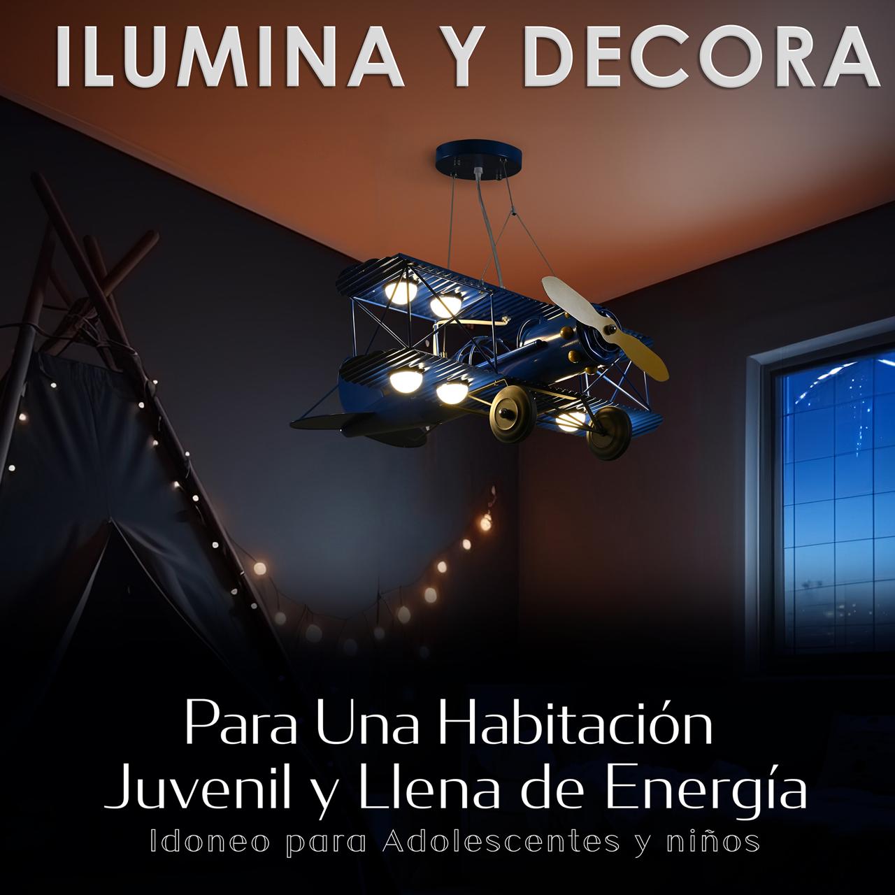 Lampara avioneta Azul infantil.