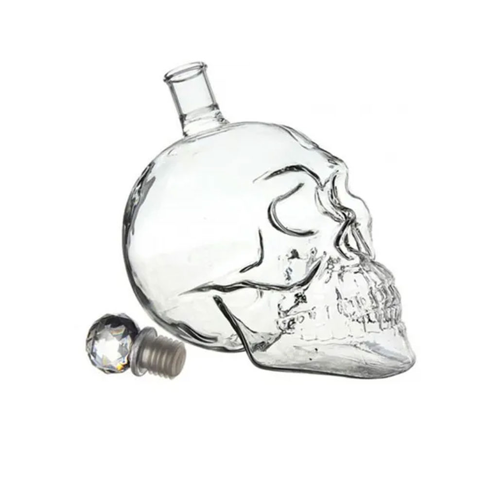 Recipiente de Cristal en Forma de Craneo Calavera 1L con Tapon.