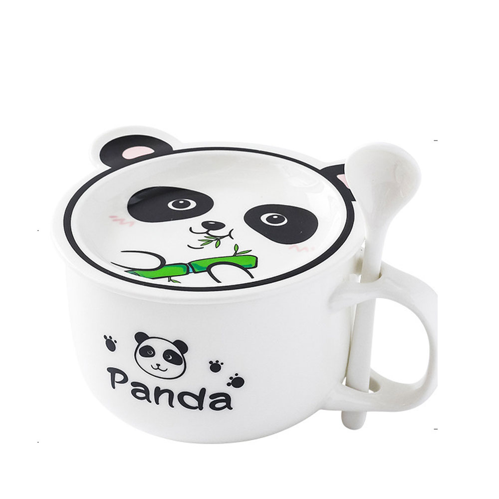 Taza de Cerámica para Café con Cuchara y Tapa Diseño de Oso Panda.