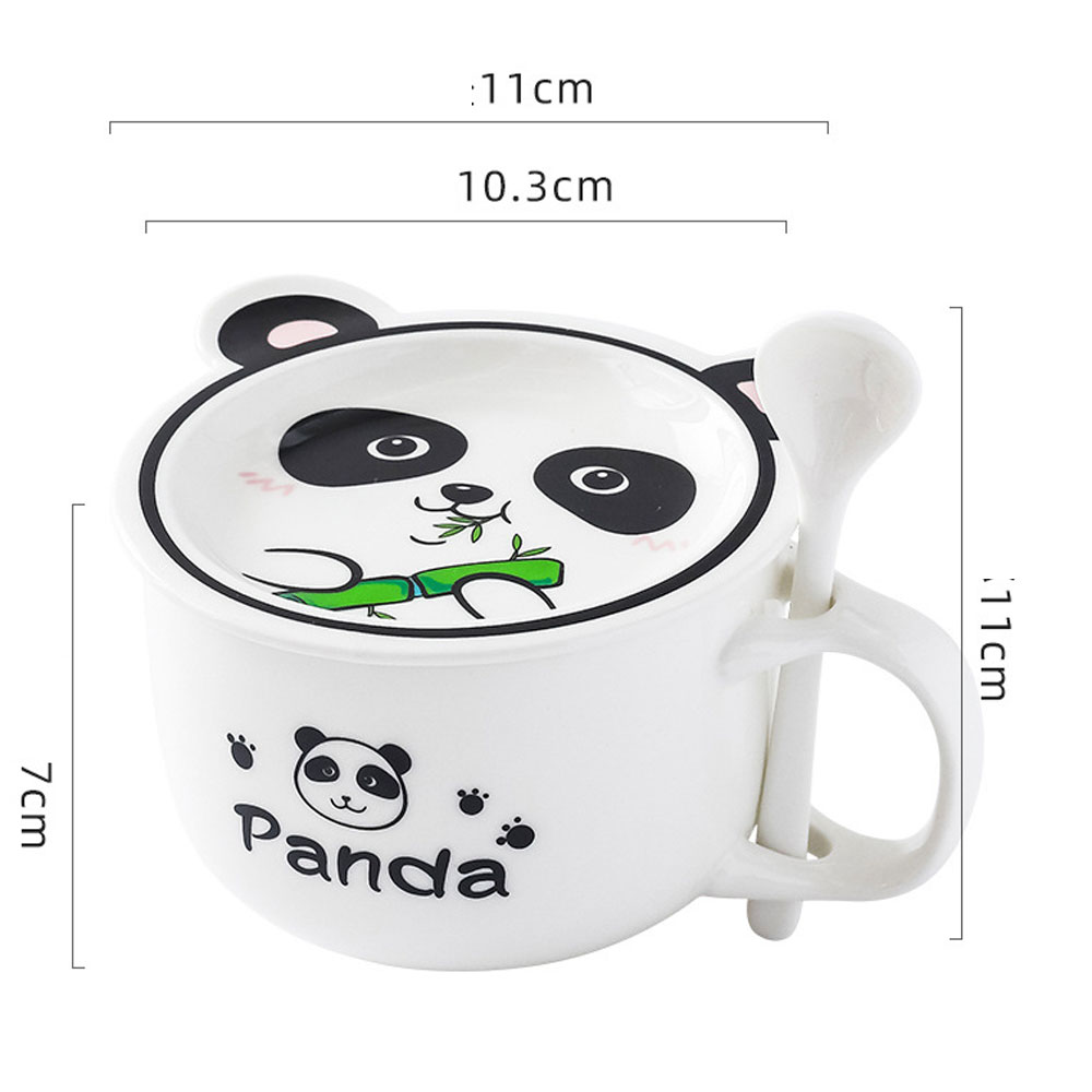 Taza de Cerámica para Café con Cuchara y Tapa Diseño de Oso Panda.