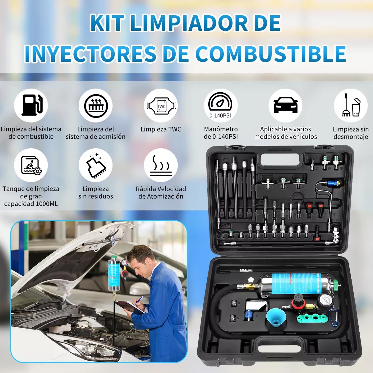 Limpiador De Inyectores De Boya Incluye Conector Kit 39 Pcs.